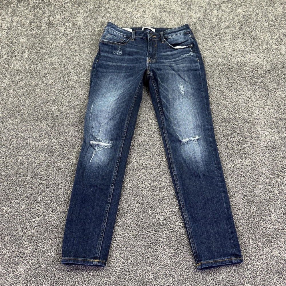 Vigoss Jeans Womens 27 Blue Jagger Skinny Medium Wash Denim Distressed Stretch